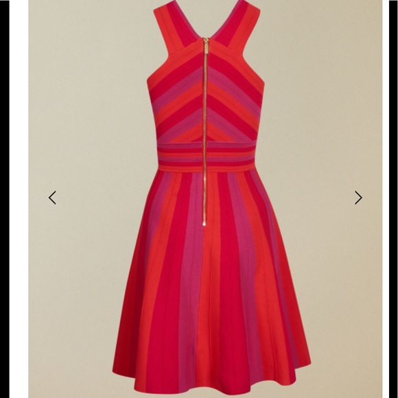 Kilyiee knitted crossover dress in bright pink. - Picture 4 of 7